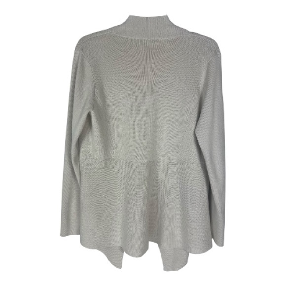 Eileen Fisher Sz M Cardigan Sweater Cream Silk Cotton Angled Front - Picture 3 of 14